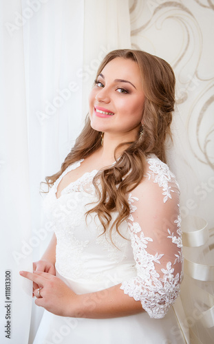 Beautiful bride in white wedding dress