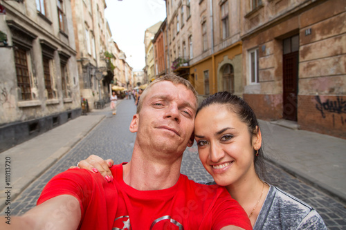 selfie man and woman on the street © alexshyripa