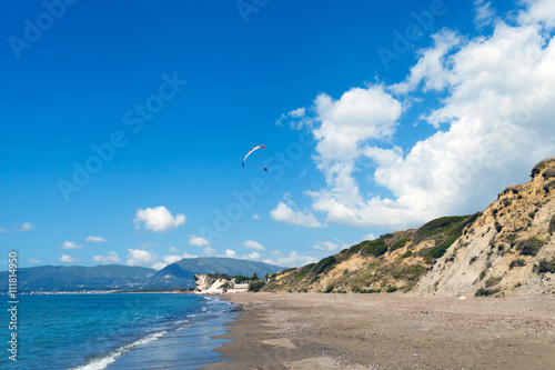 Sandy beach in hot summer day Kalamaki Zakynthos Greece