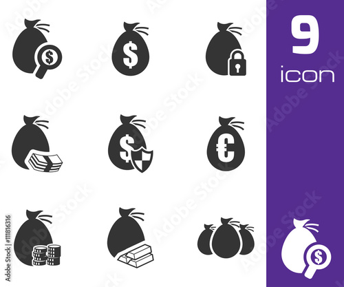 Vector black money icons set