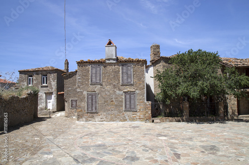 Bademli Village houses (Its name is Gliki in Greek) in Gokceada island, Canakkale, Turkey