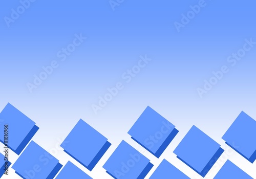 Blue background with light blue squares and dark blue shadow down on a white background
