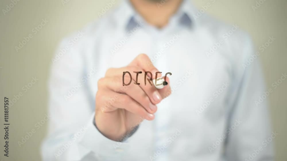 Direct Delivery, man writing on transparent screen Direct Delivery, man writing on transparent screen