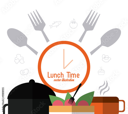 Lunch time design. Menu icon. Flat illustration , editable vector