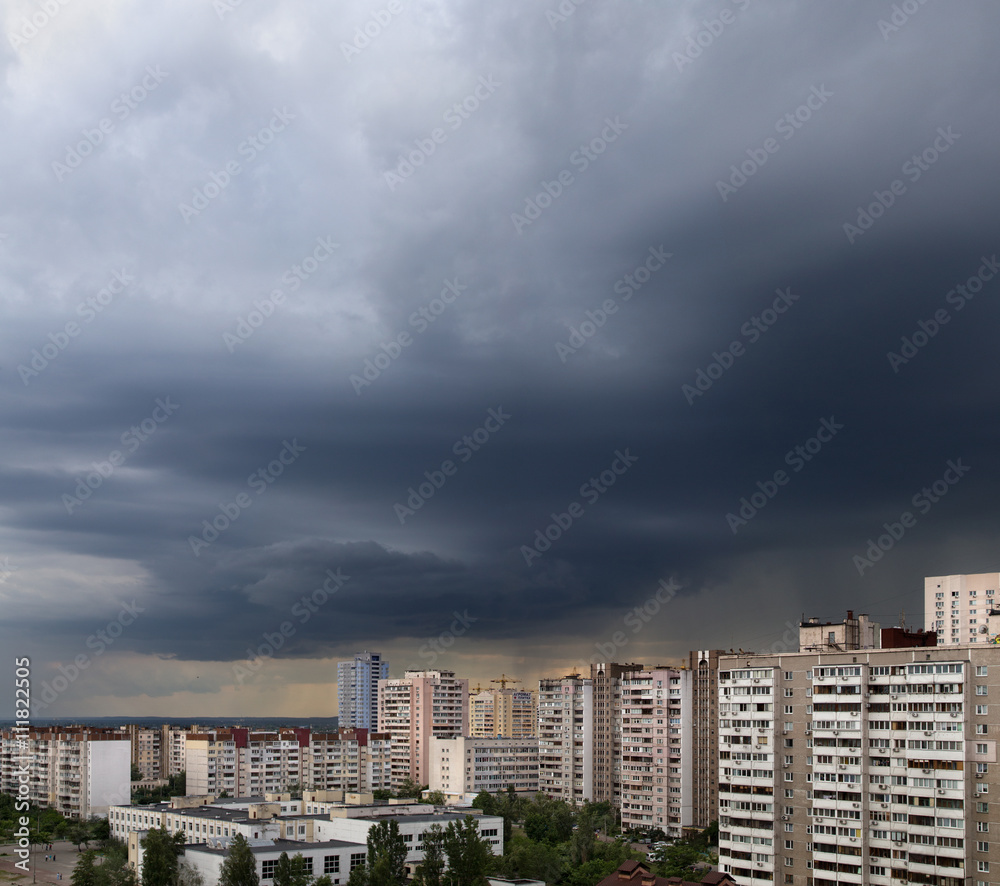 storm clouds over the city