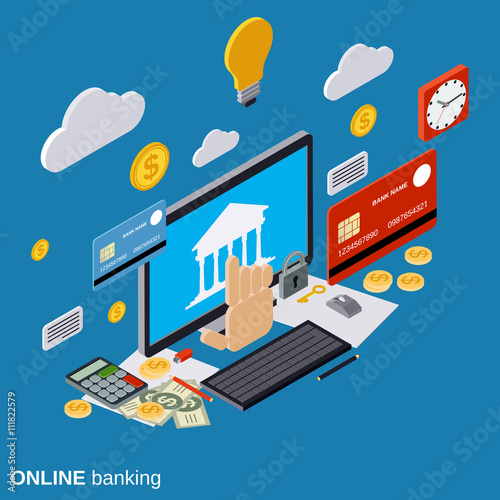 Online banking, payment, money transfer, financial transaction vector concept
