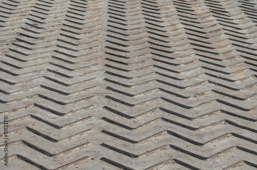 Corrugated iron ferry deck surface closeup as background