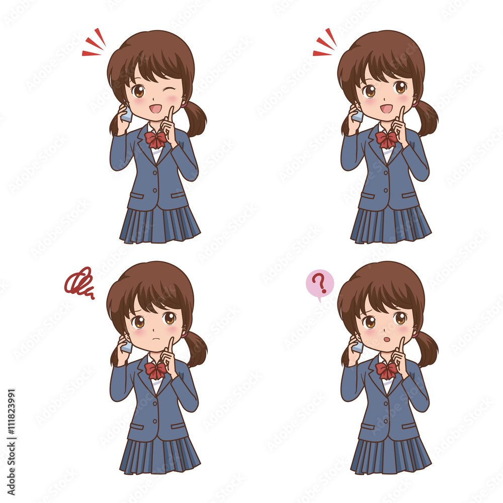 女の子　学生　バリエーション