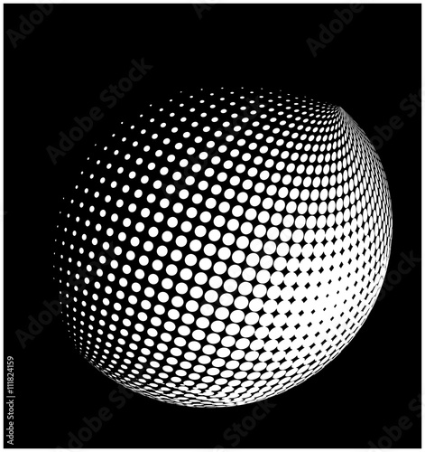 halftone globe, sphere vector logo symbol, icon, design. abstract dotted globe illustration isolated on background.