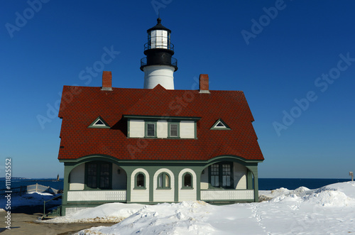 Portland Head Lighthouse in winter, Cape Elizabeth, Maine, USA
