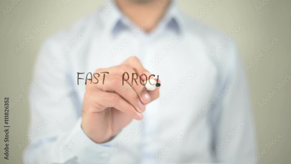 Fast Processing , man writing on transparent screen Fast Processing , man writing on transparent screen