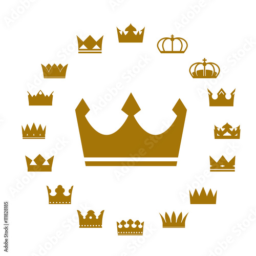 Set of Golden crowns. Vector Icons