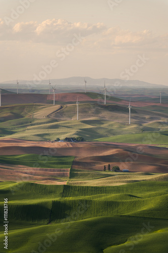 Palouse Wind Turbines. The 40-acre, 58-turbine wind farm, named Palouse Wind and situated eight miles west of Oakesdale, Wash., went online Dec. 13 and generates 105 megawatts of energy. Steptoe Butte photo