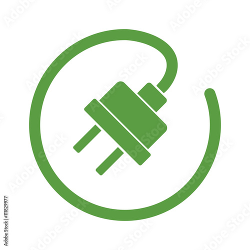 electric plug, ecology green icons set on white background