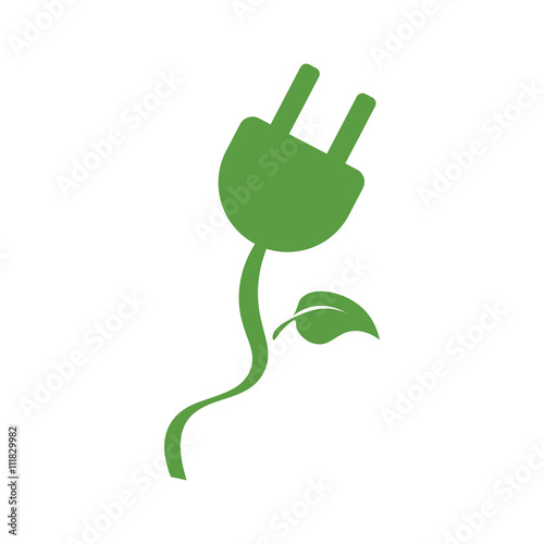 electric plug, ecology green icons set on white background