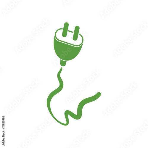 electric plug, ecology green icons set on white background
