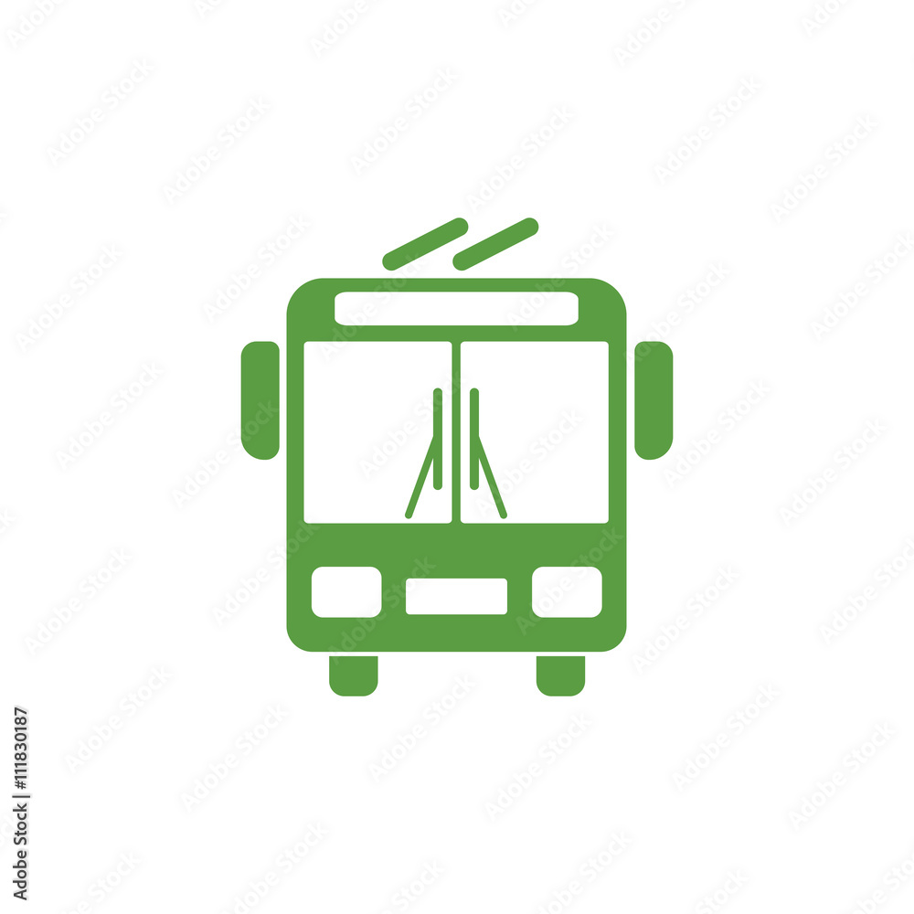 trolleybus, ecology green icons set on white background trolleybus, ecology green icons set on white background