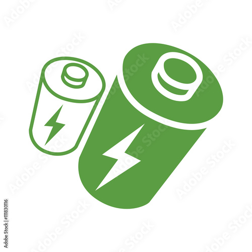 battery, ecology green icons set on white background