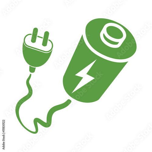 battery, ecology green icons set on white background