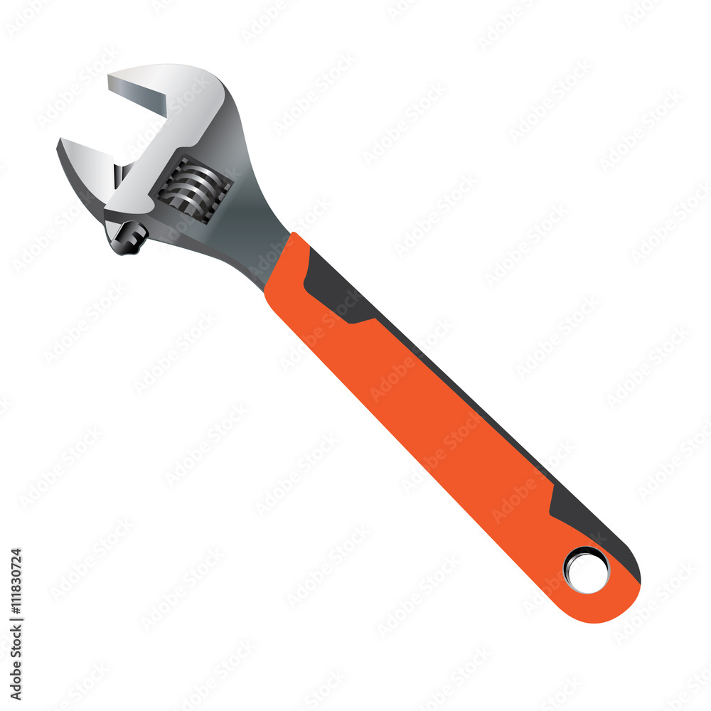 Object tool. Wrench on a orange and dark grey isolated on white background. Tool service. Object tool. Wrench on a orange and dark grey isolated on white background. Tool service.