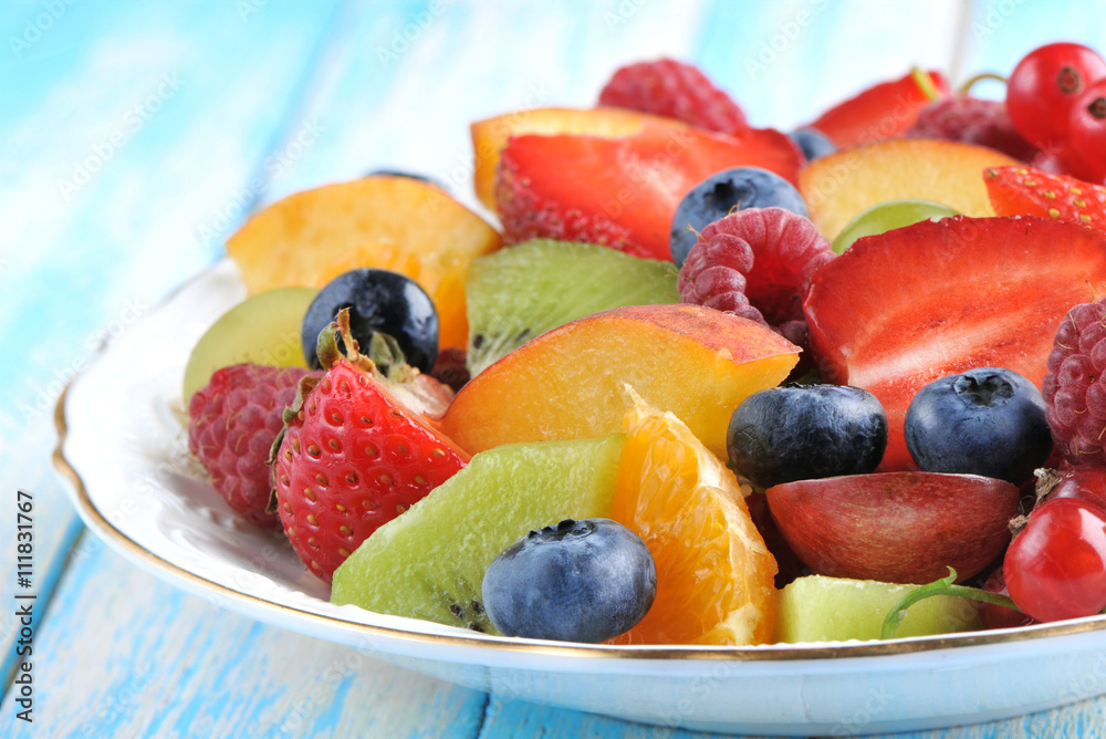 Fruit cocktail with fresh berries and fruits 