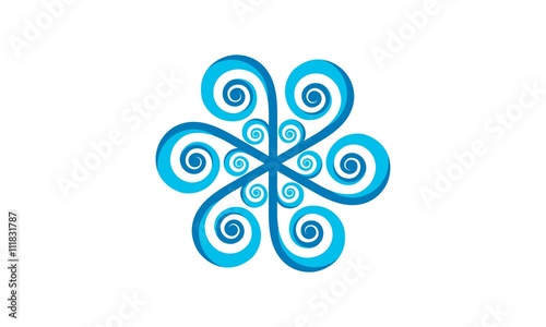Abstract flower logo design vector line art style bohemian