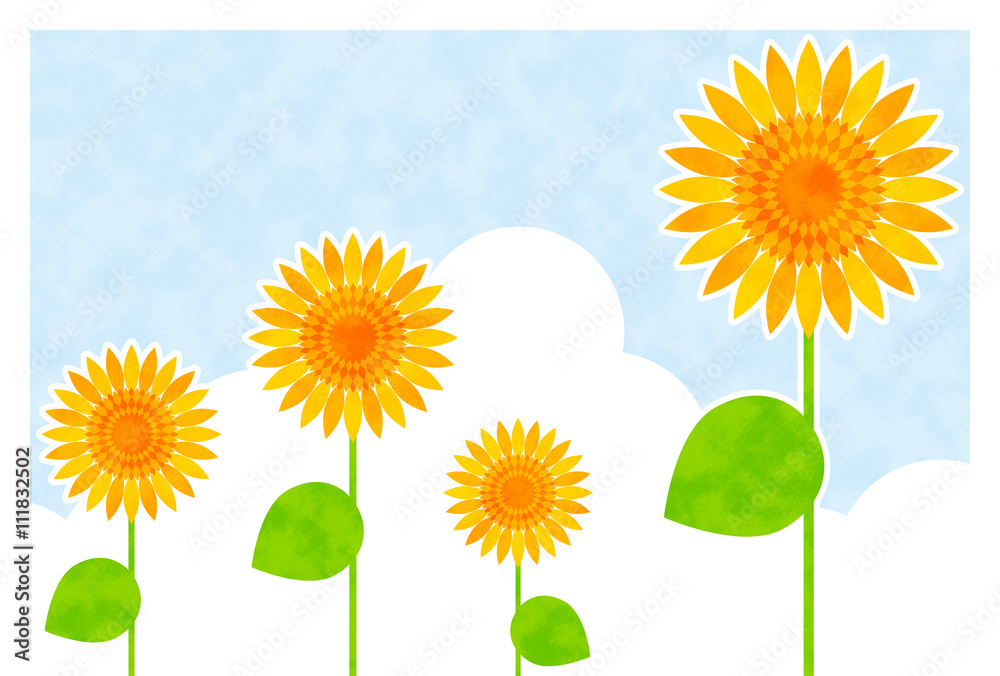 夏のひまわり イラスト背景 Stock イラスト Adobe Stock