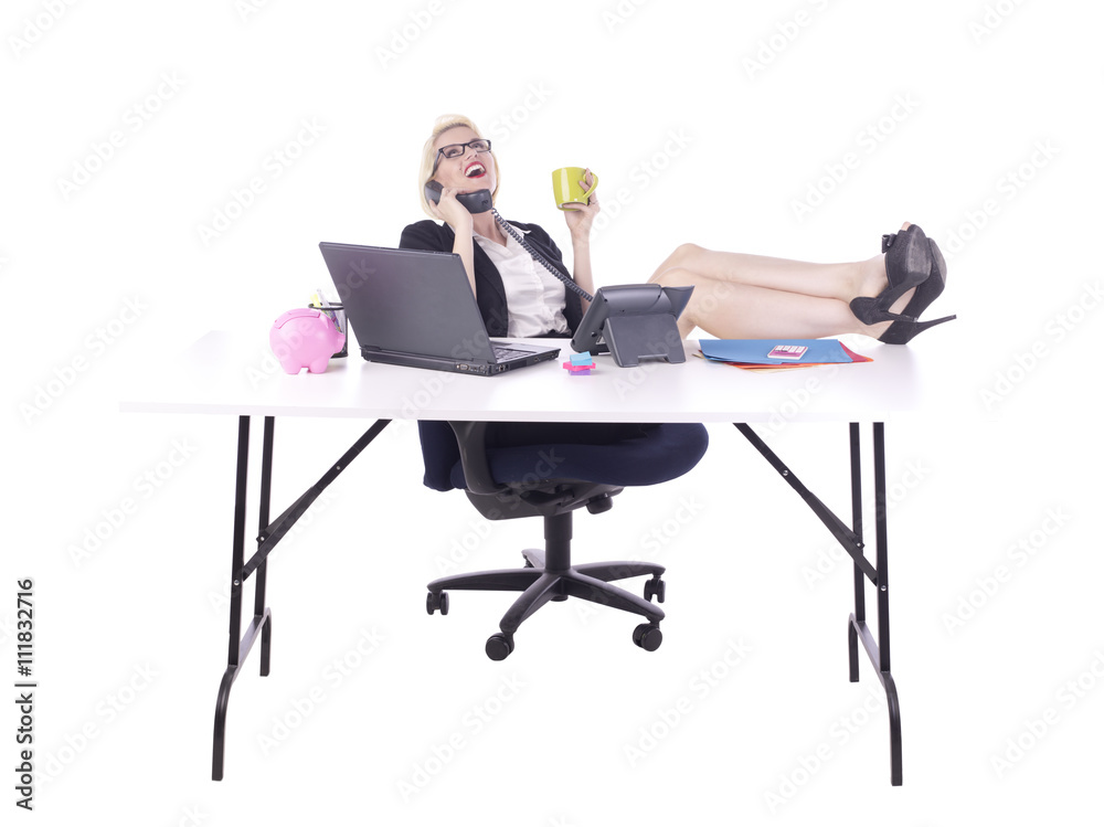 a happy and relaxed businesswoman a happy and relaxed businesswoman