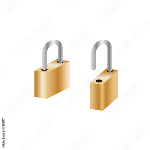 lock and unlock icon realistic vector