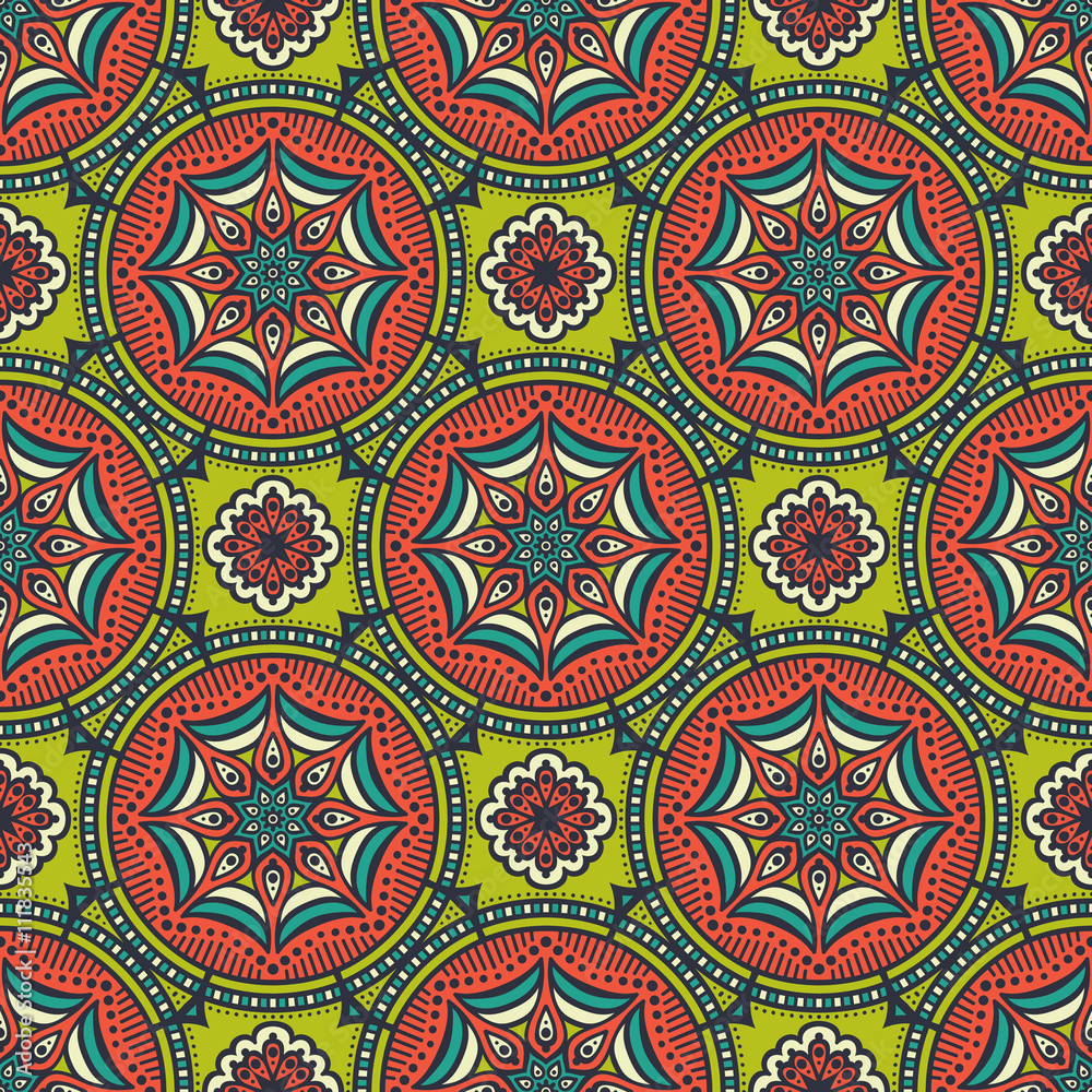 Ethnic floral seamless pattern