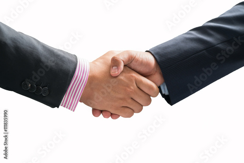 Business handshake and business people concepts. Two men shaking hands isolated on white background.