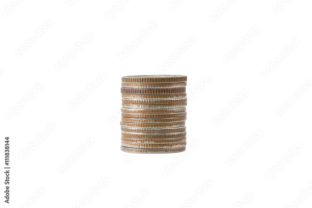 Stack of coin with clipping path isolated on white background. Stack of coin with clipping path isolated on white background.