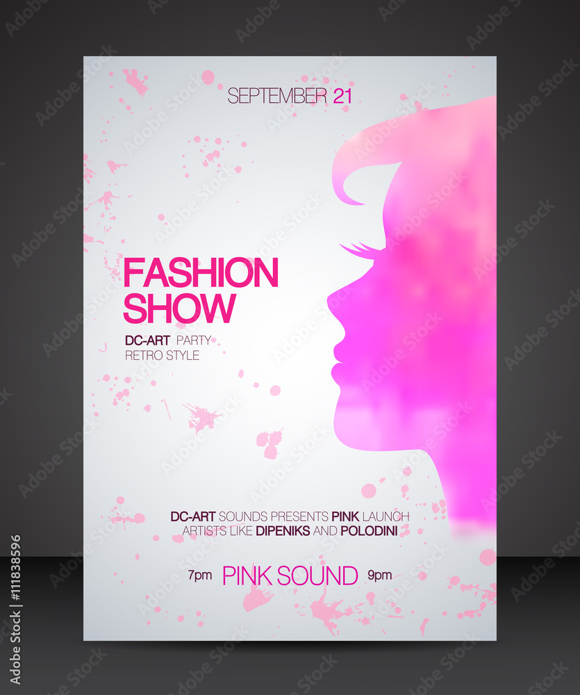 Vibrant banner poster and flyer for fashion show featuring