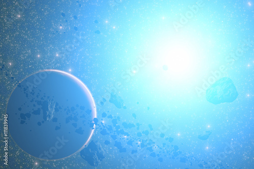 Fototapeta Naklejka Na Ścianę i Meble -  Planets and asteroids on a starry background. 