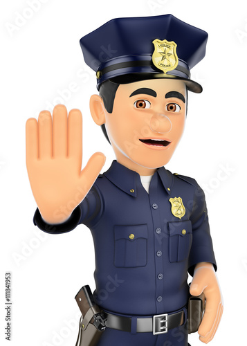 Foto 3D Policeman ordered to stop with hand
