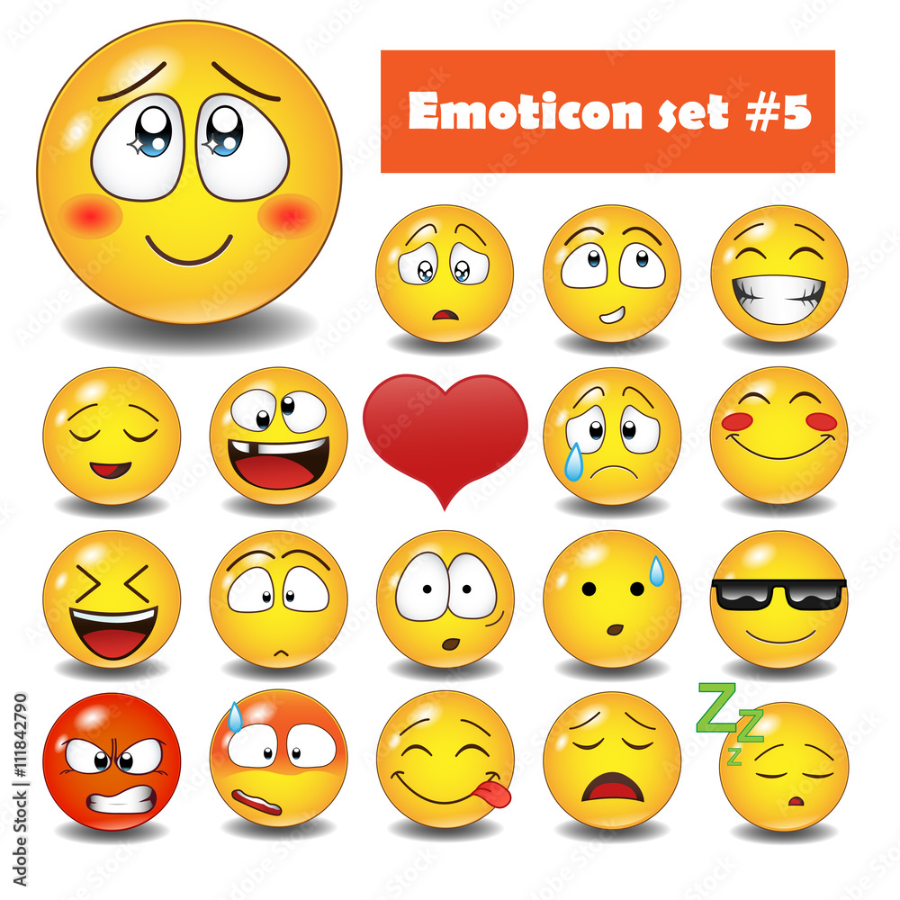 Fototapeta premium Vector emotional face icons