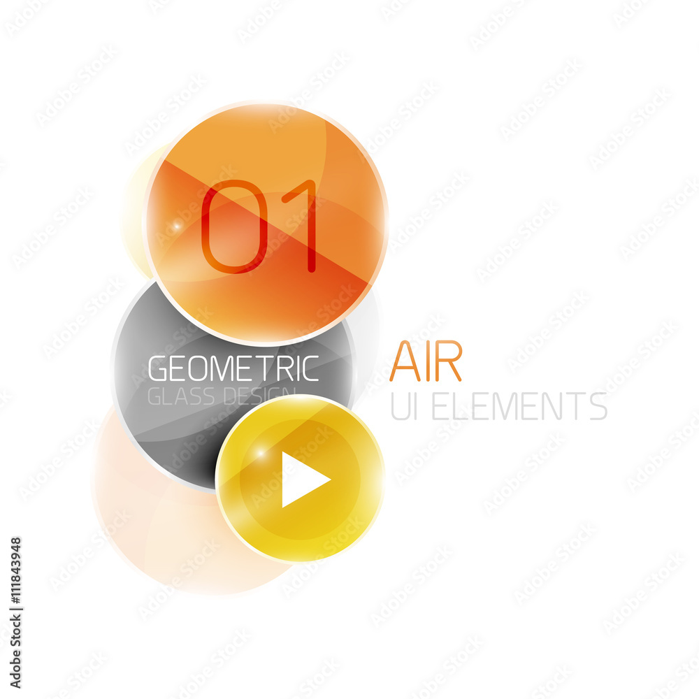 Abstract glass circles with sample text. Option info banner