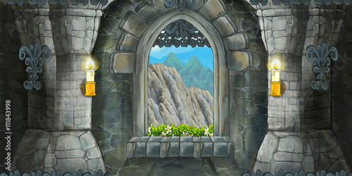 Bild auf Leinwand Cartoon scene of medieval interior - illustration for children