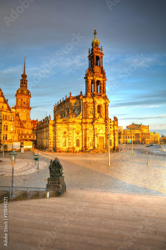 Historic architecture in the old town of Dresden, Germany. HDR image.