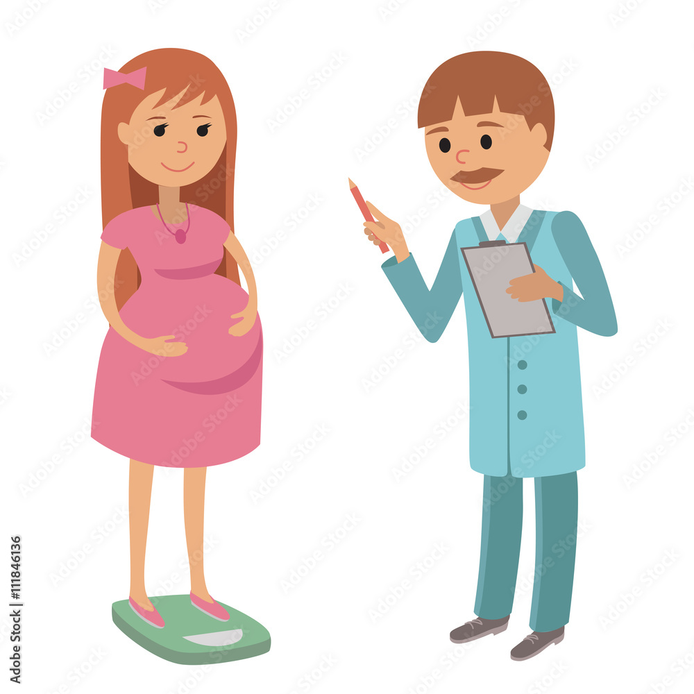 Illustration of a pregnant woman having a prenatal checkup Illustration of a pregnant woman having a prenatal checkup