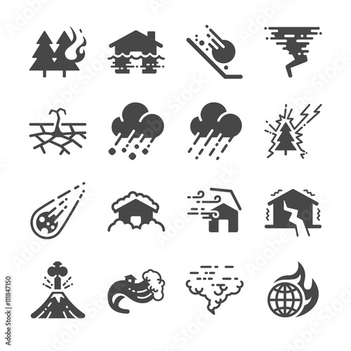 Disaster icons set
