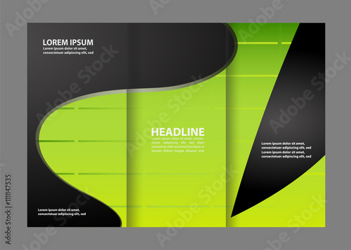 Vector empty tri-fold brochure print template design, trifold bright booklet or flyer
