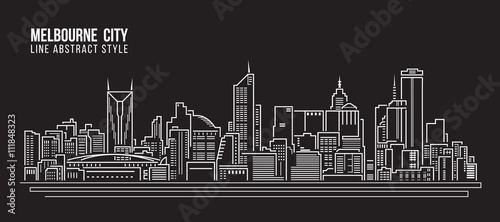 Cityscape Building Line art Vector Illustration design - Melbourne City
