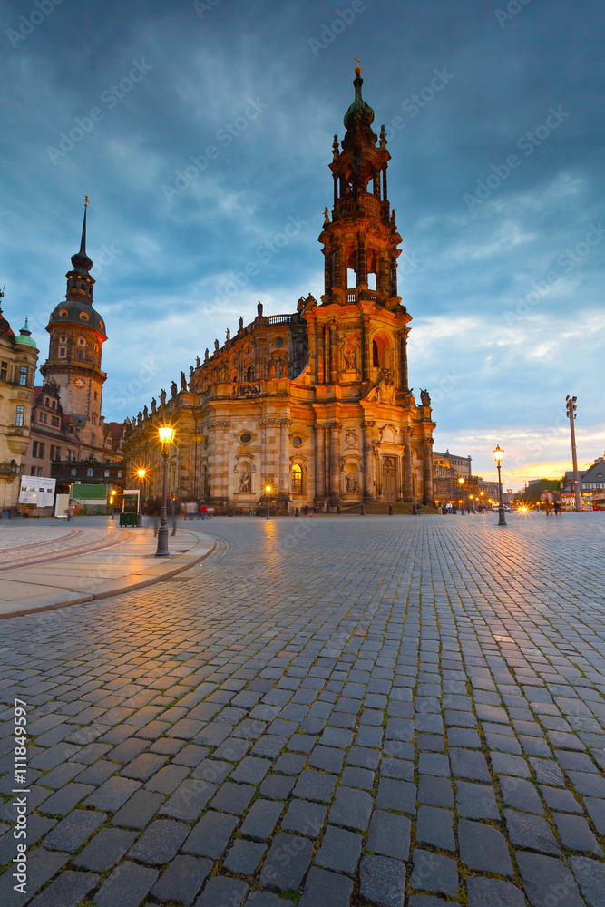 Historic architecture in the old town of Dresden, Germany.