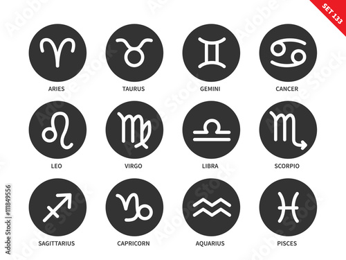 Zodiac icons on white background