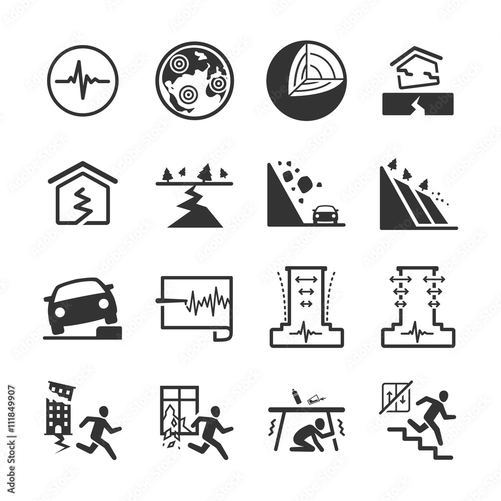 Fototapeta premium Earthquake and geology icons