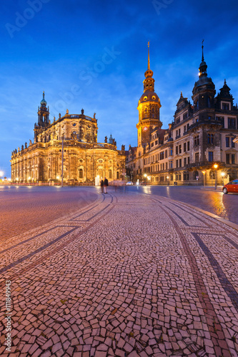 View of the royal palace and cathedral in the old town of Dresden  Germany.