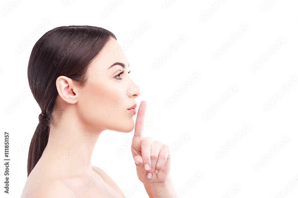 Pretty healthy girl is asking for silence Pretty healthy girl is asking for silence