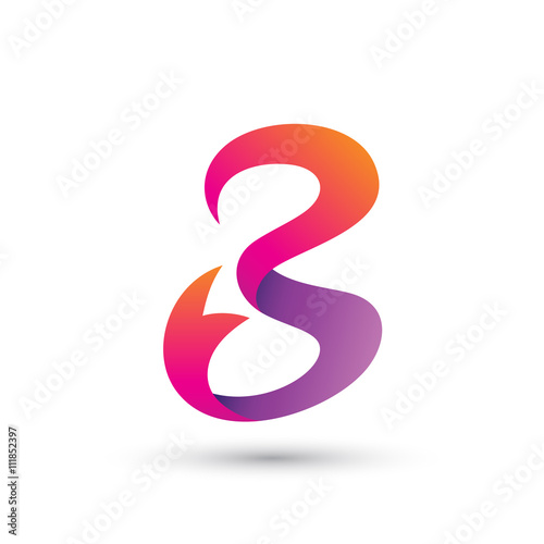 Ribbon Number Three Eight Letter B Logo