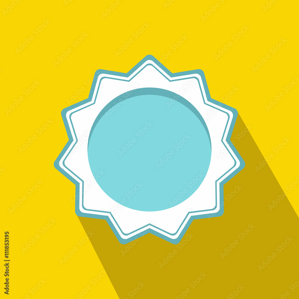 Blue blank award rosette icon, flat style Blue blank award rosette icon, flat style